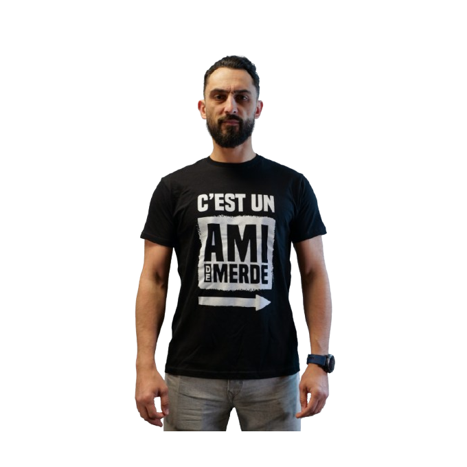 T-Shirt Noir Amis de Merde - Taille XL