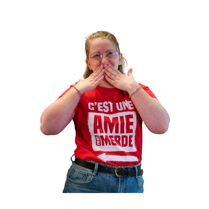 T-Shirt Rouge Amis de Merde - Taille L